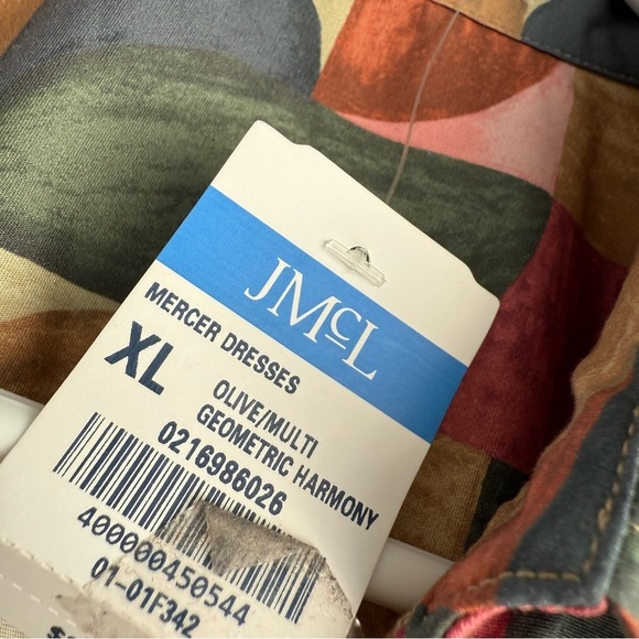 J. McLaughlin Size XL Olive Multi Geometric Harmony Mercer Dress NEW! - Picture 7 of 8